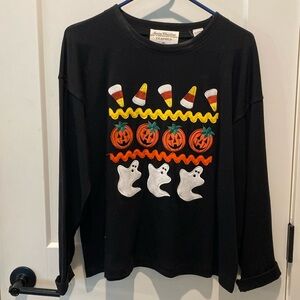 Marisa Christina Halloween Long Sleeve Shirt.  Candy Korn, Pumpkins, Ghost.  Med